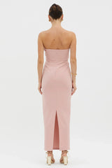 Karaline Strapless Bust Accent Maxi Dress Blush
