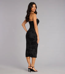 Twist Of Noir Velvet Midi Dress
