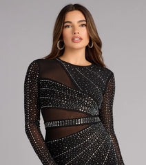 Undeniable Glamour Rhinestone Sheer Mesh Mini Dress