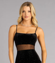 Velvet In Motion Mesh Cutout Mini Dress