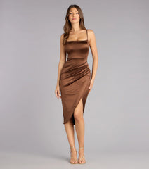 Madelyn Satin Lace-Up Midi Formal Dress