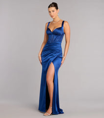 Aurora Satin Rhinestone Corset Formal Dress