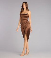 Madelyn Satin Lace-Up Midi Formal Dress
