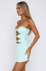 Sneaky Games Strapless Mini Dress Aqua