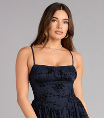 Effortlessly Cute Floral Velvet Burnout Skater Dress