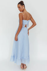 Maidens Tie Detail Overlock Maxi Skirt Cloud Blue