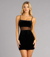 Velvet In Motion Mesh Cutout Mini Dress
