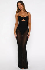 Angels Get Exhausted Maxi Dress Black