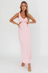 Kharissa Cut-Out Textured Maxi Dress Pink