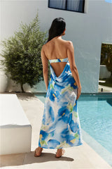 Bliss Cove Strapless Midi Dress Blue
