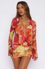 New Rules Long Sleeve Mini Dress Tropical Bloom