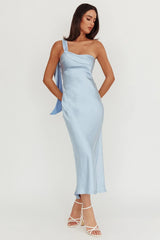 Carmel One-Shoulder Sash Maxi Dress Baby Blue