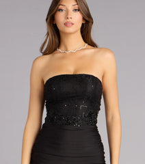 Night Garden Strapless Mini Dress