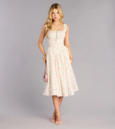 Garden Party Plans Floral Lace-Up Midi Dress