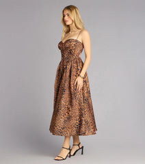 Misha Leopard Corset Midi Formal Dress