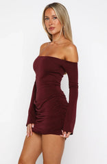 Sweet Provence Long Sleeve Mini Dress Port