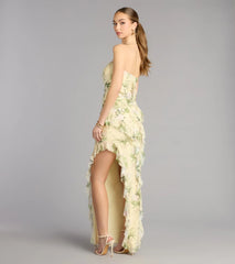 Jacie Floral Ruffle Column Formal Dress