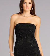 Midnight Magic Rhinestone Tube Mini Dress