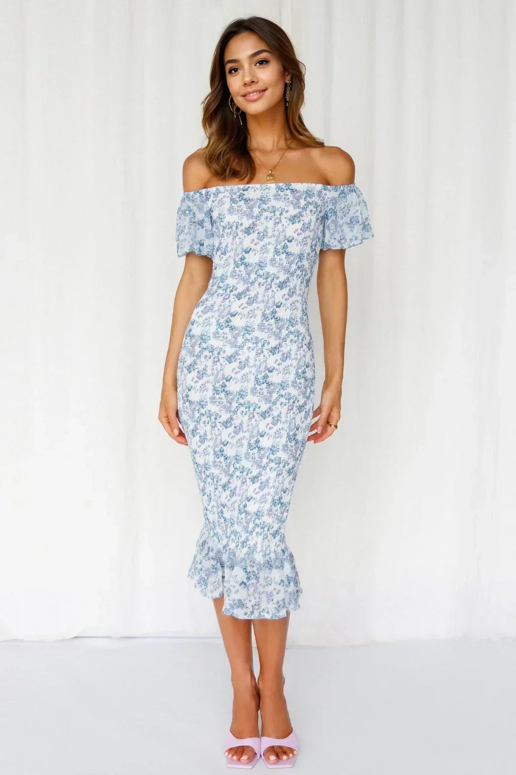 Blessings Midi Dress Blue – Molly Sky Lane