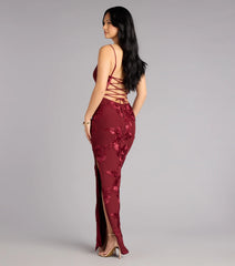 Leona Floral Mesh High Slit Column Dress