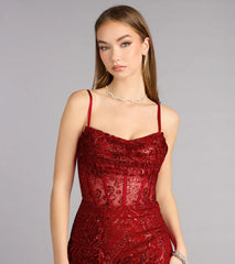 Anna Glitter Sequin Lace-Up Formal Dress