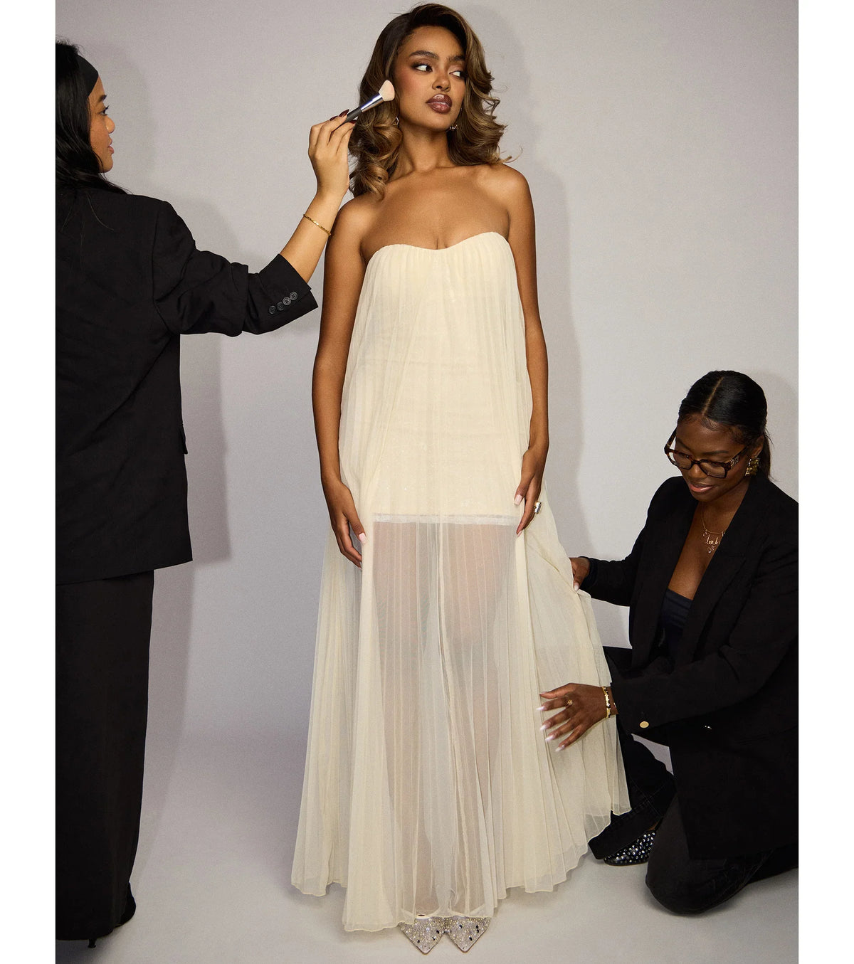 Briley Tulle Pleated A-Line Formal Dress
