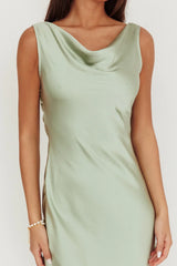 Take Care Backless Sash Maxi Dress Pistachio