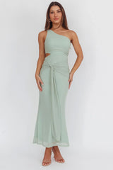 Luli One-Shoulder Cut-Out Maxi Dress Sage