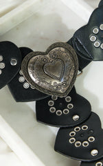 Xandy Belt - Heart Chunky Statement Belt in Black