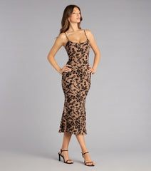 Barely Blushing Velvet Mesh Midi Dress