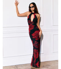 Hollie Floral Halter Mermaid Formal Dress
