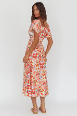 Carynna Flutter Sleeve Maxi Dress Floral Red