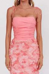 Love & Honor Textured Floral Maxi Dress Pink