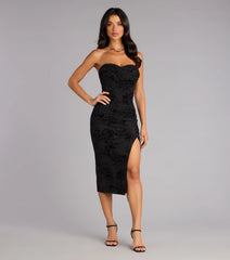 Twist Of Noir Velvet Midi Dress