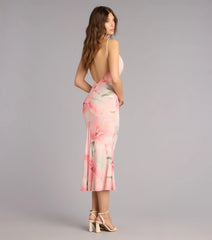 Grace In Motion Floral Open Back Midi Dress