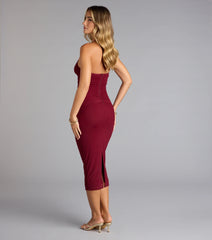 Autumn Affair Plunge Halter Midi Dress