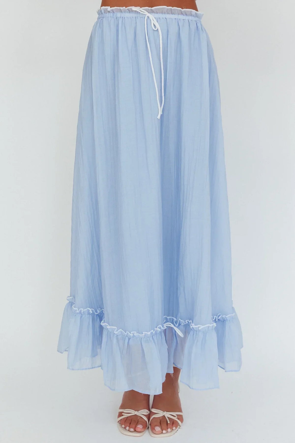 Maidens Tie Detail Overlock Maxi Skirt Cloud Blue