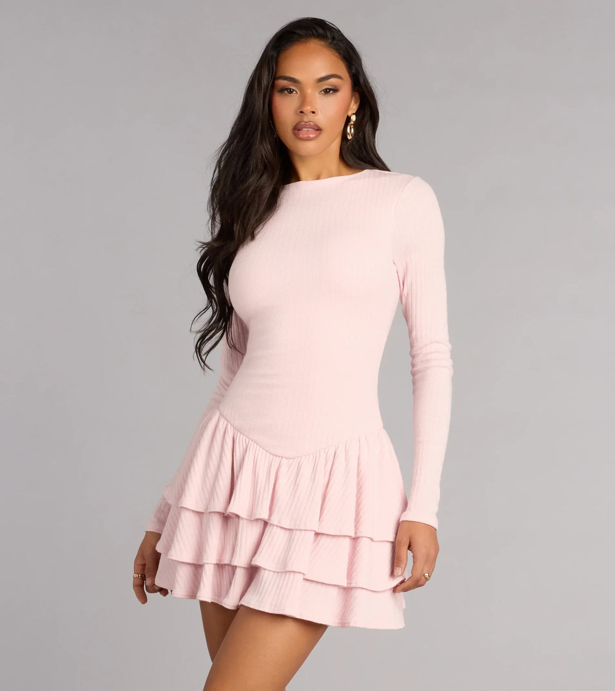 Sweet Plans Ahead Long Sleeve Skater Dress