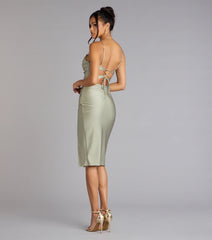 Chic Hourglass Lace-Up Midi Dress